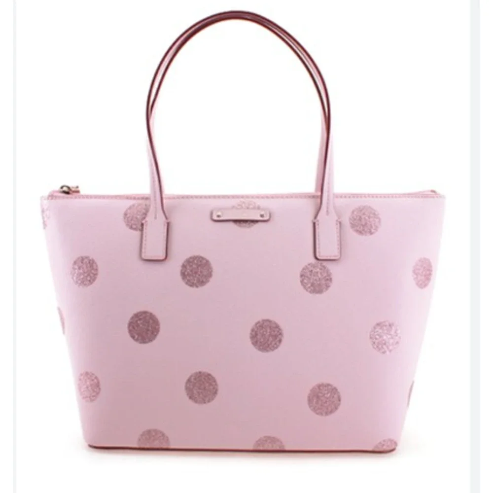 Kate Spade Haven Lane Bag Glitter Polka Dot Pink Tote